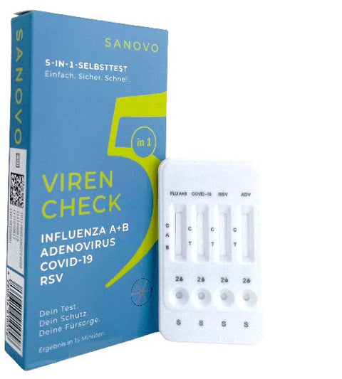 SANOVO 5-in-1 Selbsttests 15 Stück im Verkaufsdisplay