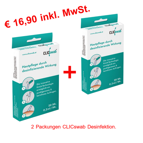 CLICswab Hautpflege mit desinfizierender Wirkung 20Stk.gefüllte Swabs